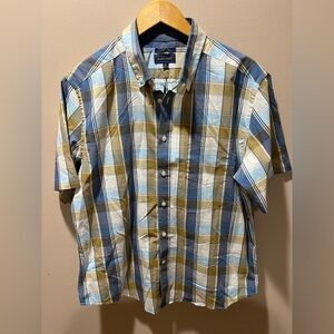 Madison James Blue and Tan Plaid Casual Shirt